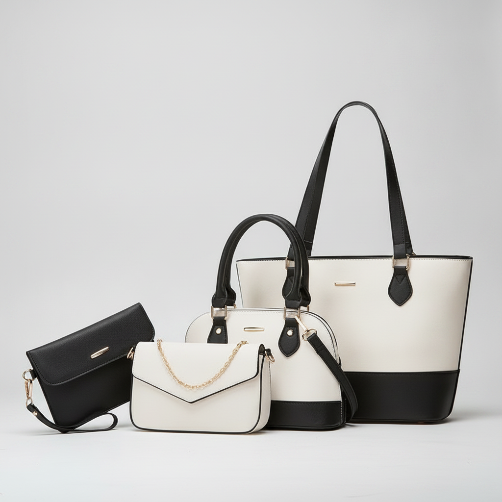 Ensemble Sac Cabas 4-en-1 Cuir Vegan Camille