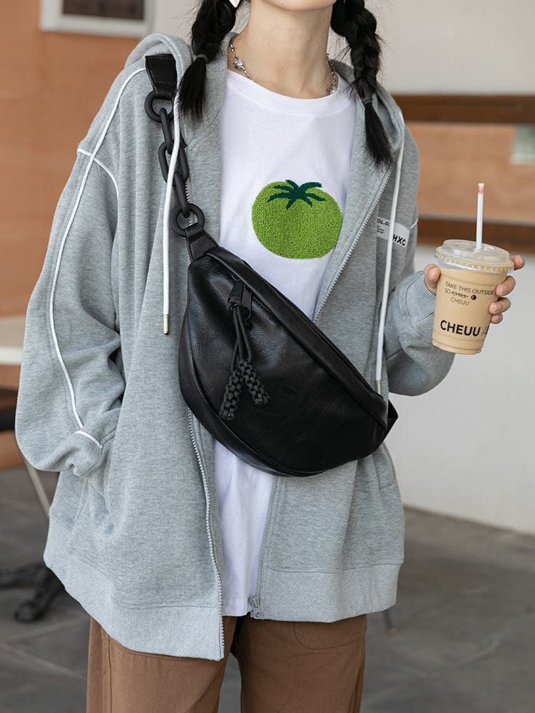 Sac Banane Cuir PU Noir Femme Héloïse