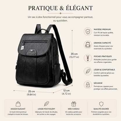 Sac à Dos Cuir Femme Silvy : Chic & Organisé