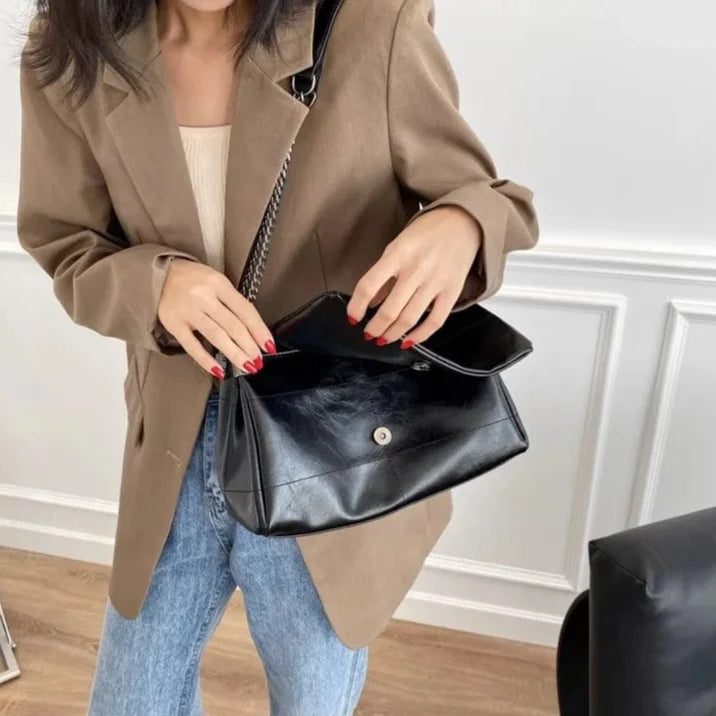 Sac à Main Noir Cuir PU Élégant & Organisé