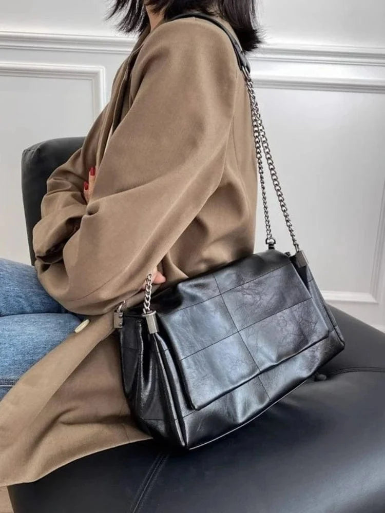 Sac à Main Noir Cuir PU Élégant & Organisé