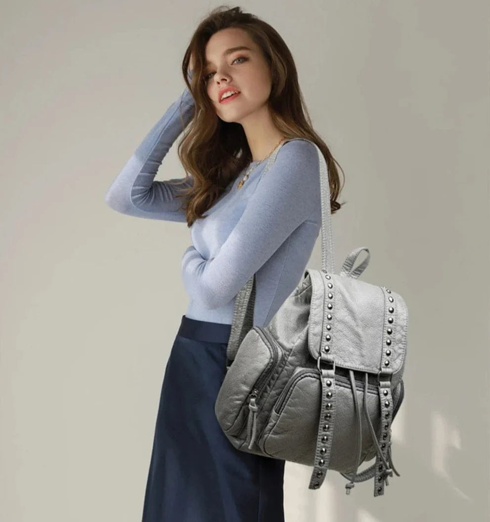 Sac à Dos Bleu Cuir Vegan Femme
