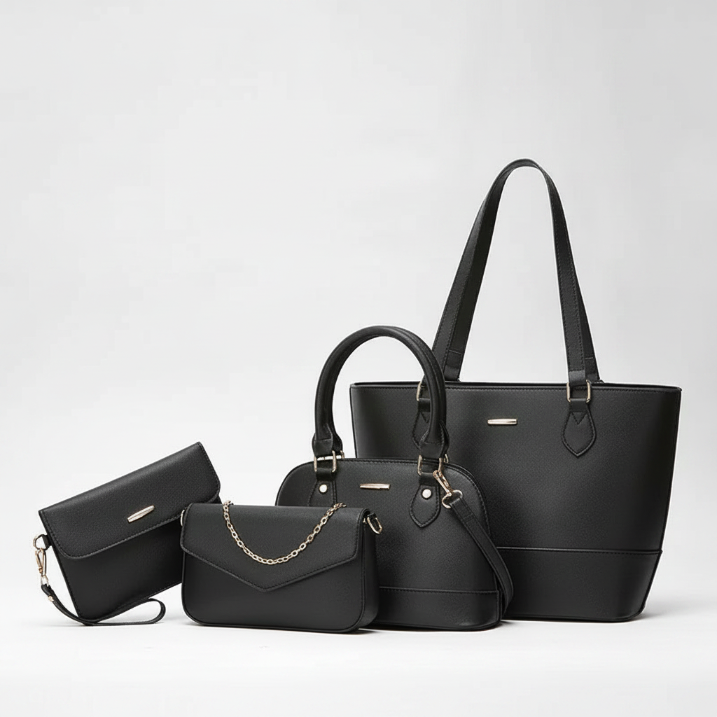 Ensemble Sac Cabas 4-en-1 Cuir Vegan Camille