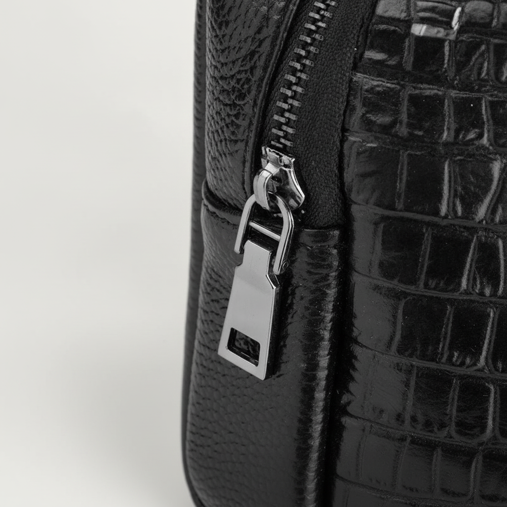 Sac à Dos Cuir Femme Crocodile Noir
