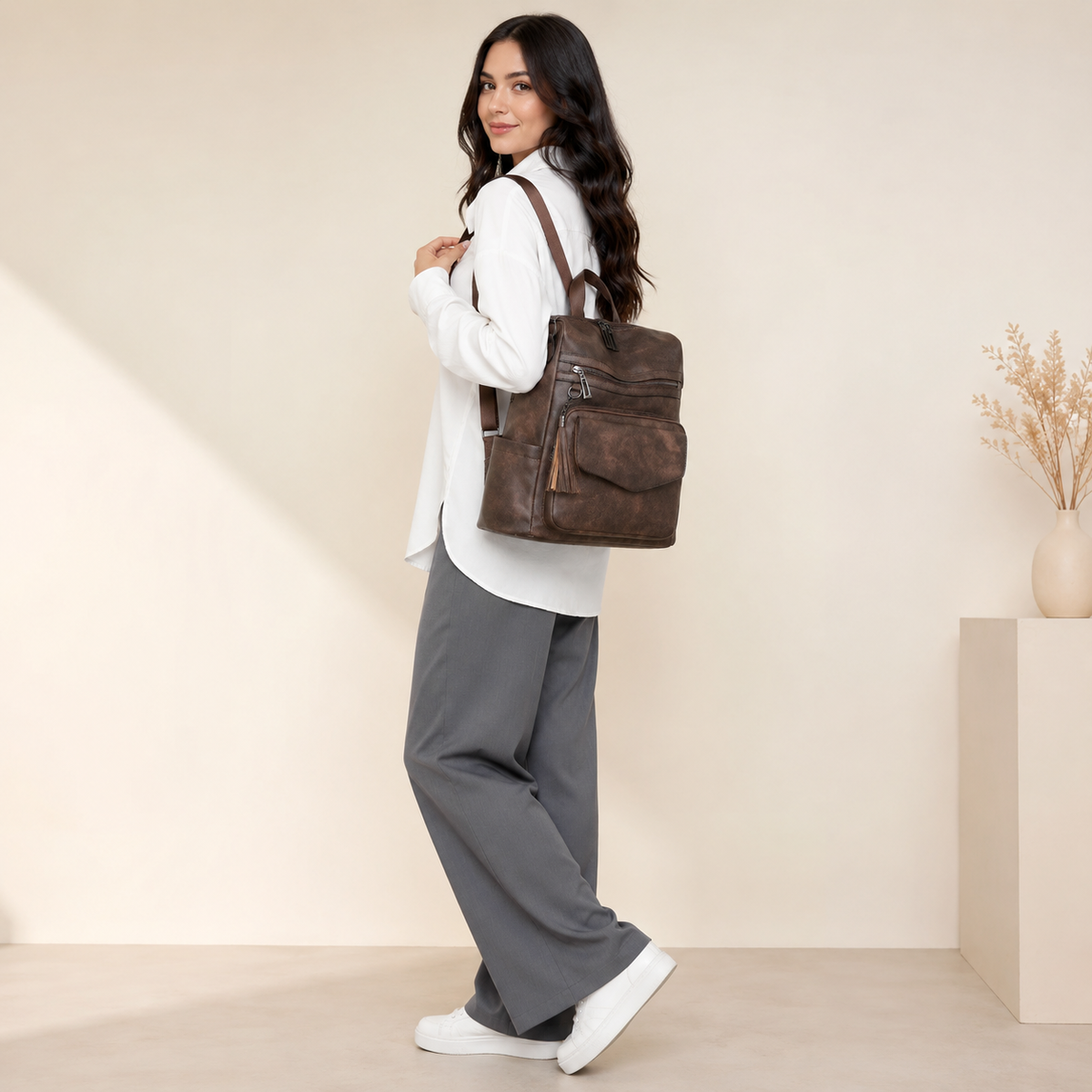 Sac à Dos Cuir Vegan Amelia Femme - Tendance & Organisé
