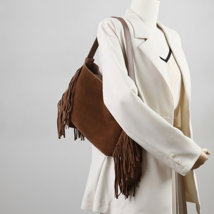 Sac Cabas Daim Lola Franges Marron Chocolat