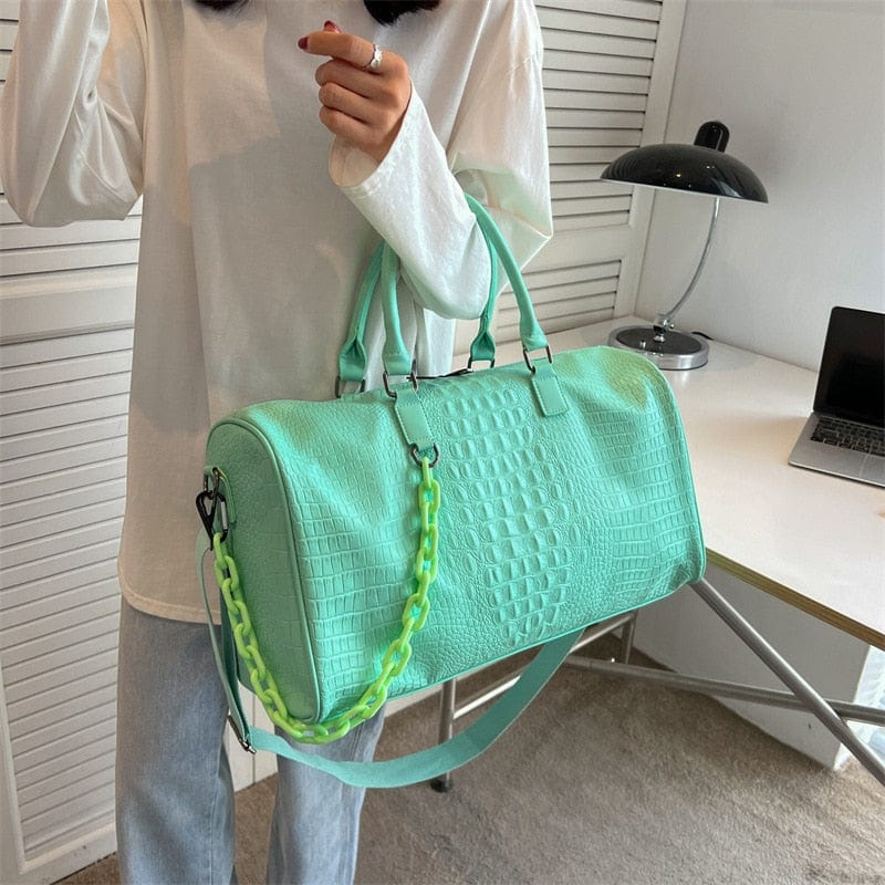 Sac de Voyage Cuir PU Imprimé Crocodile Femme Théa