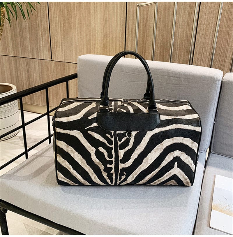 Sac de Voyage Cuir Femme Elena Motif Zèbre