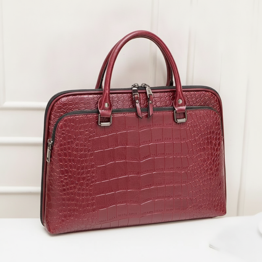 Sac Ordinateur Cuir Femme Lily Effet Crocodile