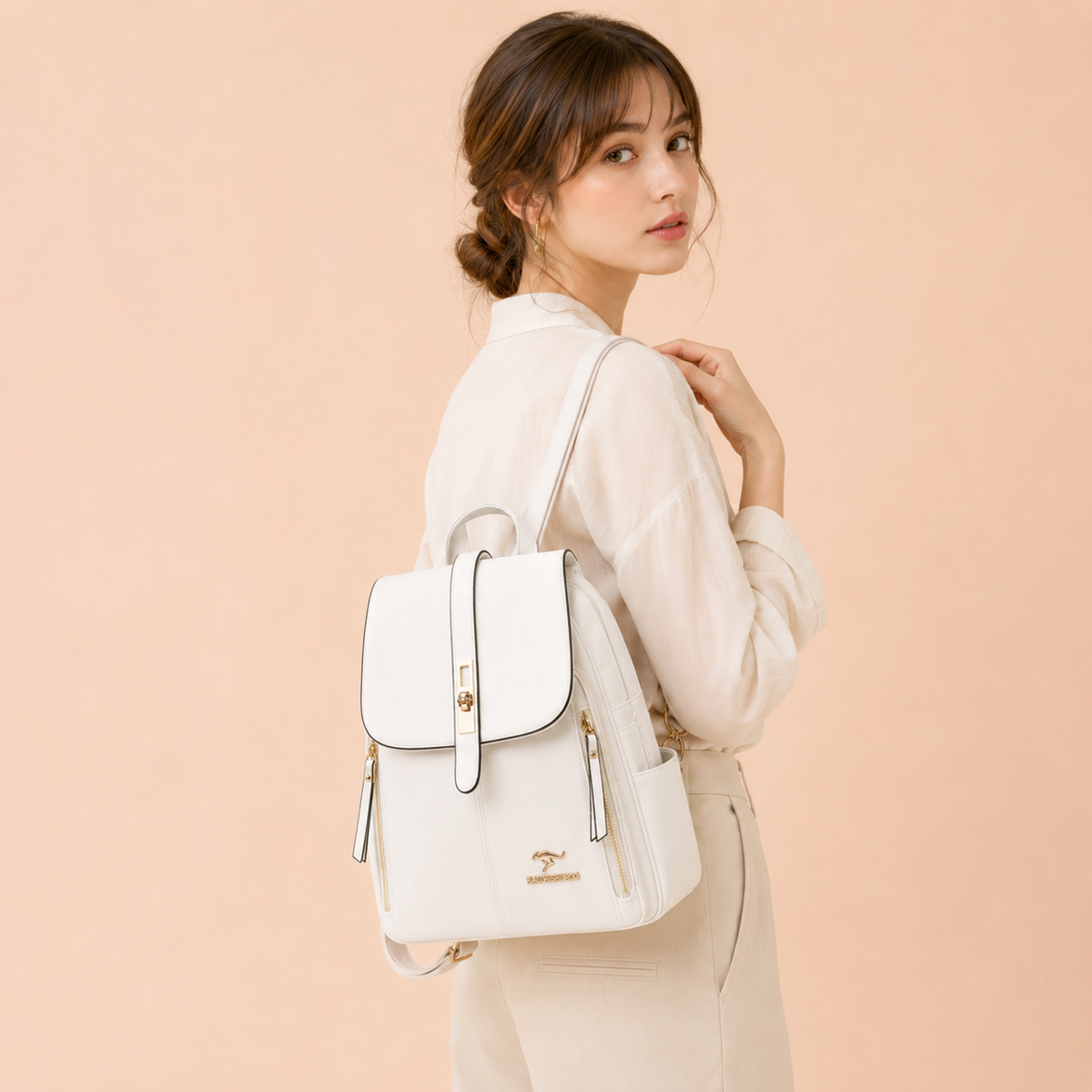 Sac à Dos Blanc Cuir Vegan Chic & Pratique